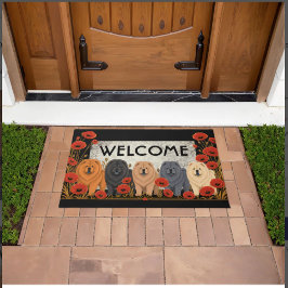 Felpudo ART DECO CHOWS áspero - personalizar texto