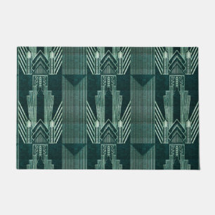 Felpudo Art Deco, Green, black, Pattern, art nouveau, vint