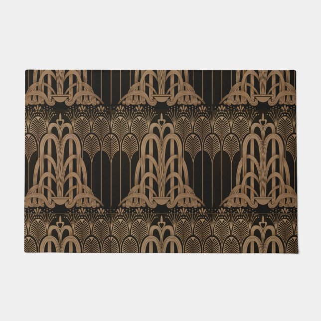 Felpudo Art Nouveau, art deco, negro, bronce, elegante, mo (Anverso)