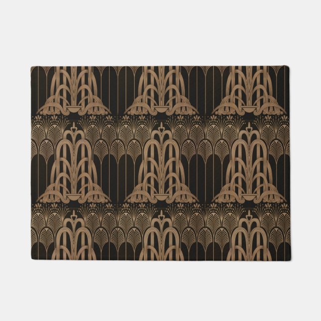 Felpudo Art Nouveau, art deco, negro, bronce, elegante, mo (Anverso)