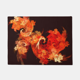 Felpudo Arte abstracto de aves de fuego bailando