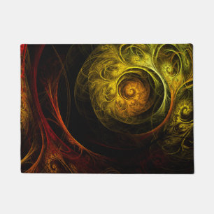 Felpudo Arte abstracto de color rojo floral de Sunrise