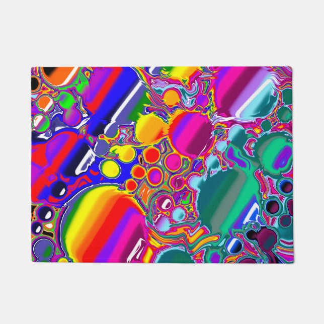 Felpudo Arte abstracto de explosión en arco iris (Anverso)