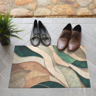 Felpudo Arte abstracto de mosaico - Taupe y Esmeralda