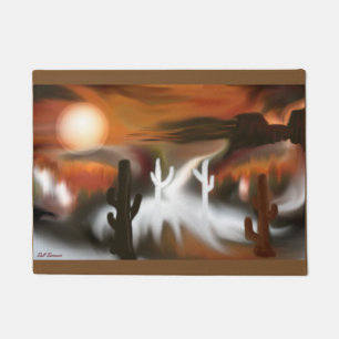 Felpudo Arte abstracto del fuego y del hielo del sudoeste