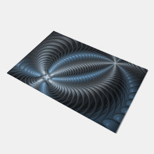 Felpudo Arte abstracto moderno fractal 3D gris azul plásti