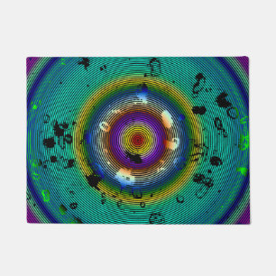 Felpudo Arte abstracto multicolor en círculo