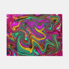 Felpudo Arte abstracto rosa caliente marmoleado y verde es