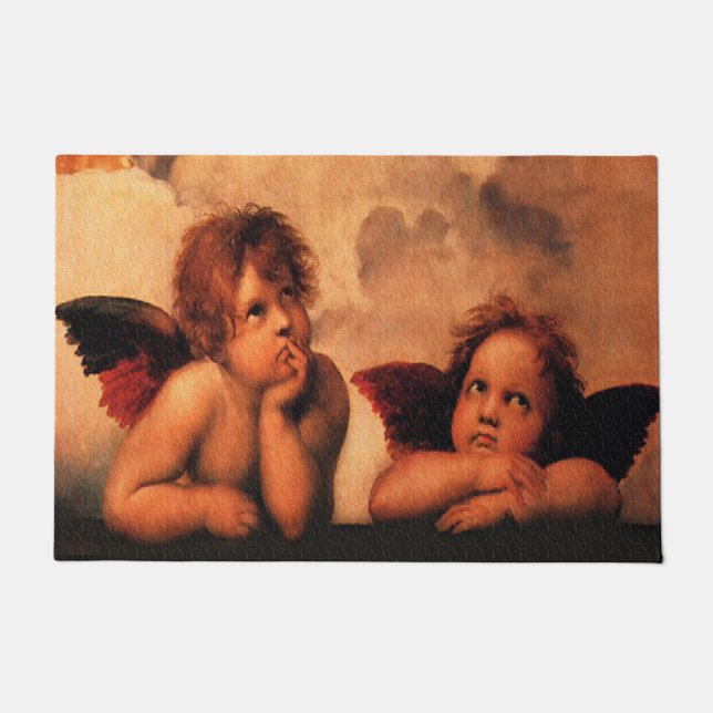 Felpudo Arte angelical de la querube de Raphael (Anverso)