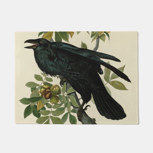 Felpudo Arte clásico Audubon Raven (Anverso)