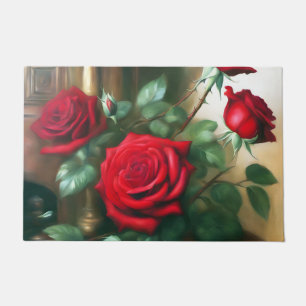 Felpudo Arte clásico elegante de rosas rojas