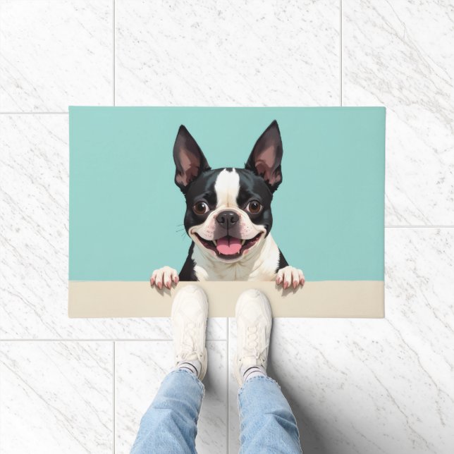Felpudo Arte de Alfombrilla de Boston Terrier (Interior)