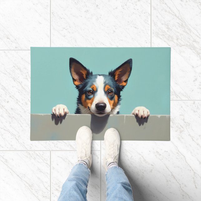 Felpudo Arte de Alfombrilla de Perro Blue Heeler (Interior)