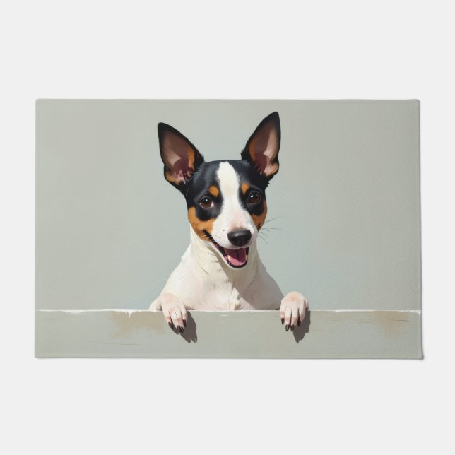 Felpudo Arte de Alfombrilla de Puerta de Perro Rat Terrier (Anverso)