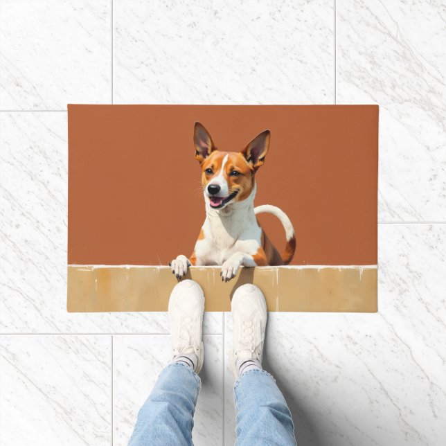 Felpudo Arte de Alfombrilla para Perro Basenji (Interior)