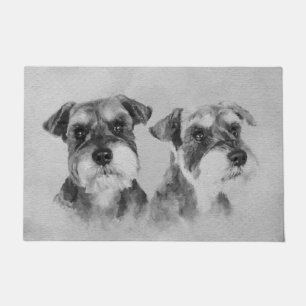 Felpudo Arte de Digitaces del Grayscale de los Schnauzers