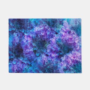 Felpudo Arte de diseño digital de patrones de flores púrpu