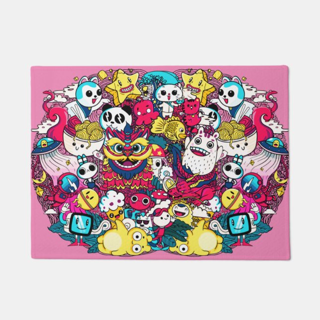 Felpudo Arte de Doodle en Japón (Anverso)