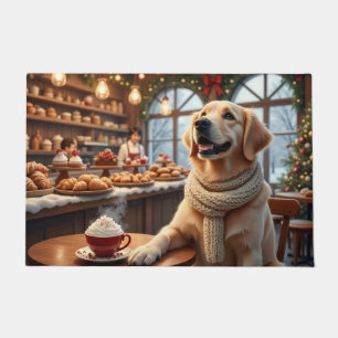 Felpudo Arte de Golden Retriever en Panadería de Navidad C