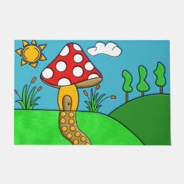 Felpudo Arte de hongos caprichosos del bosque