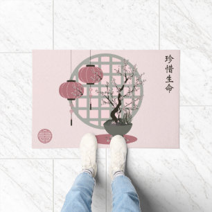 Felpudo Arte de la flor del cerezo chino bonsai "Vida cord
