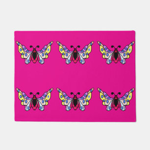 Felpudo Arte de mariposa folk moderno vibrante personaliza