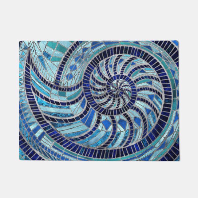 Felpudo Arte de mosaico de Nautilus Shell (Anverso)