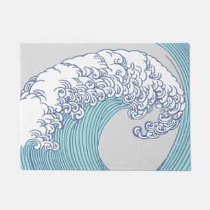 Felpudo Arte de olas de surf Ukiyo-e japonés vintage Costa
