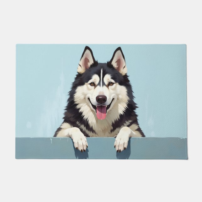 Felpudo Arte de Perro Malamute de Alaska (Anverso)
