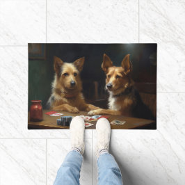 Felpudo Arte de perros Terrier australianos jugando póquer