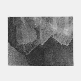 Felpudo Arte de pincel moderno abstracto en blanco negro