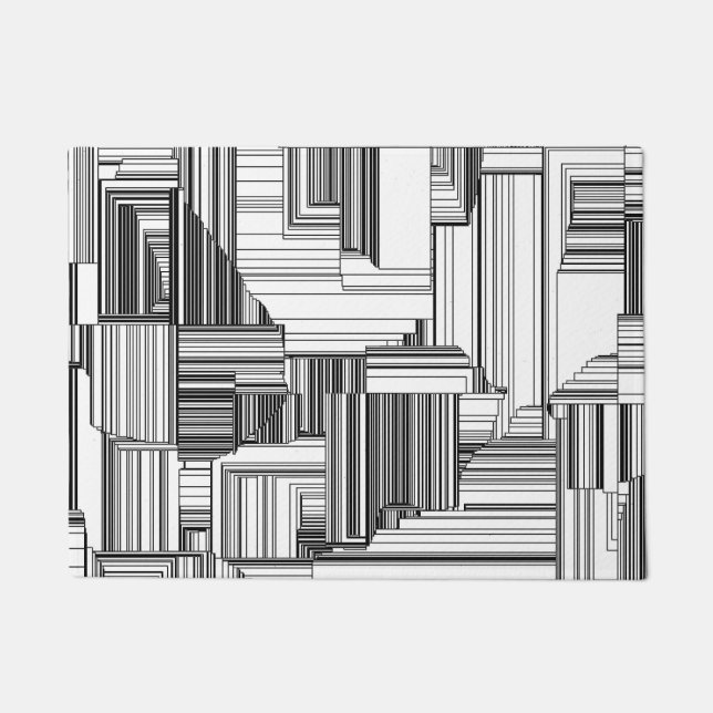 Felpudo Arte Deco en negro y blanco (Anverso)
