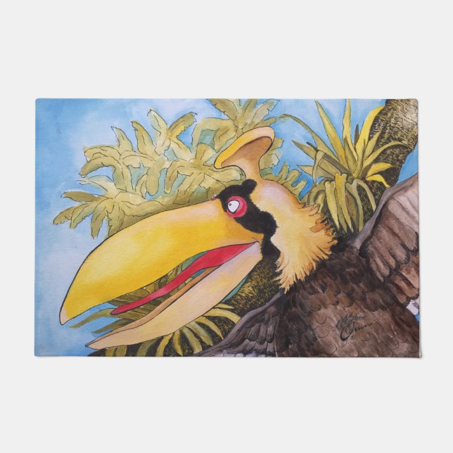 Felpudo "Arte del pájaro del golpe del golpe" por Mike (Anverso)