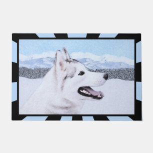 Felpudo Arte del perro de la pintura del husky siberiano