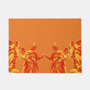 Felpudo Arte digital de color naranja con esculturas
