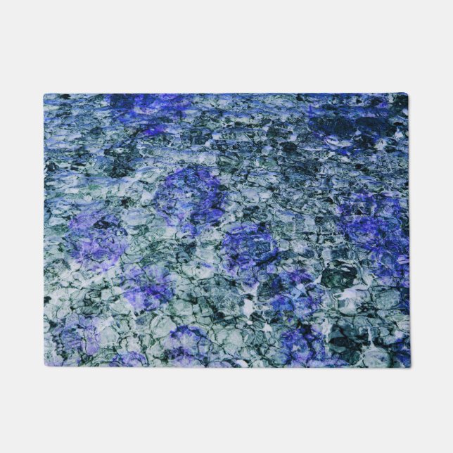 Felpudo Arte digital de fondo abstracto de acuarela azul (Anverso)