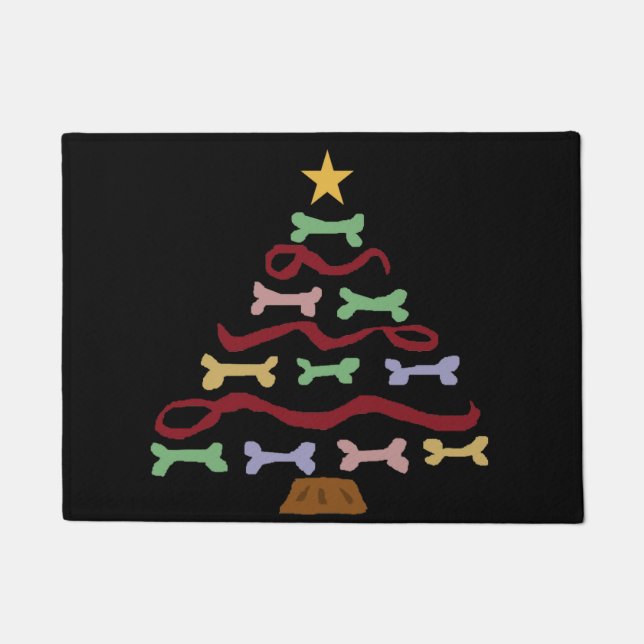 Felpudo Arte divertido del árbol de navidad de la galleta (Anverso)