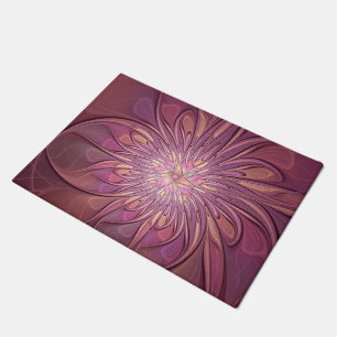 Felpudo Arte floral fractal moderno abstracto colores de b