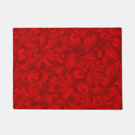 Felpudo Arte floral rojo vintage