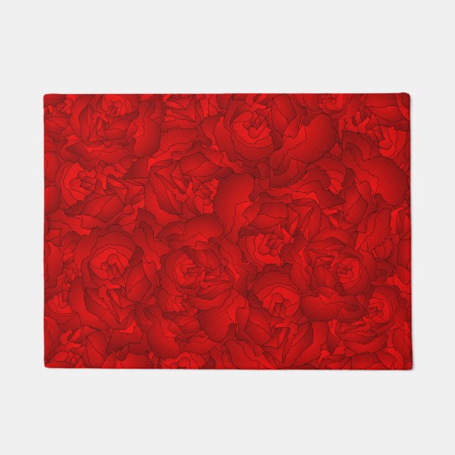 Felpudo Arte floral rojo vintage (Anverso)