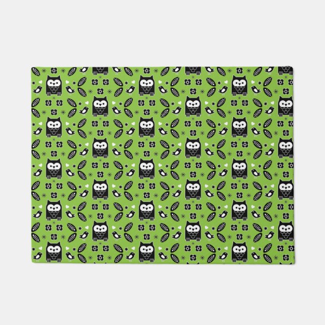 Felpudo Arte folclórico de búho escandinavo (Anverso)