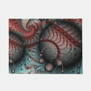 Felpudo Arte fractal de fantasía vívida abstracta marrón a