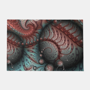 Felpudo Arte fractal de fantasía vívida abstracta marrón a