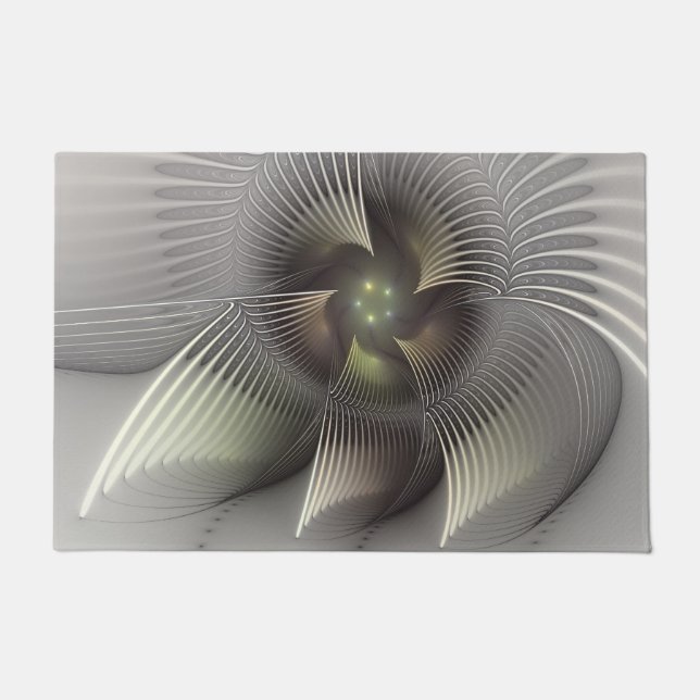 Felpudo Arte fractal de forma 3D abstracto moderno (Anverso)