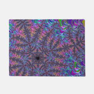 Felpudo Arte fractal de tono de joya colorido boho genial