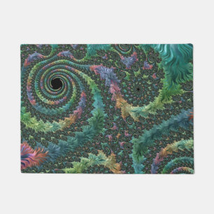 Felpudo Arte fractal de tonos de joya colorido trippy groo