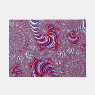 Felpudo Arte fractal en espiral trippy brillante y vibrant