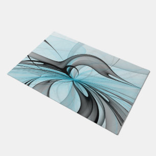 Felpudo Arte fractal moderno gris antracita abstracto