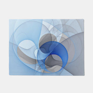 Felpudo Arte gráfico fractal abstracto azul gris moderno