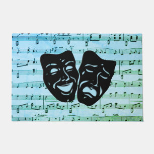 Felpudo Arte musical azul une máscaras de teatro